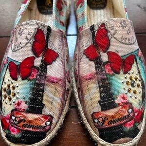 Colorful Espadrilles with Red Butterfly Design